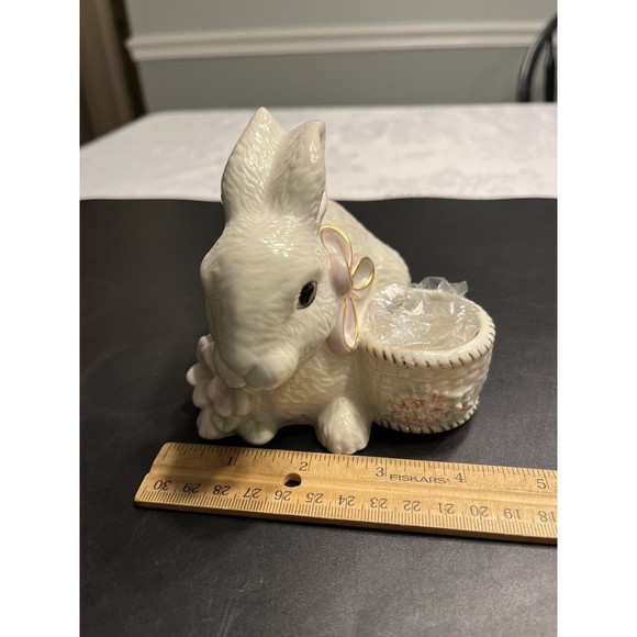 Lenox Easter Bunny Rabbit Flowers Candle Holder Figurine - Picture 6 of 13